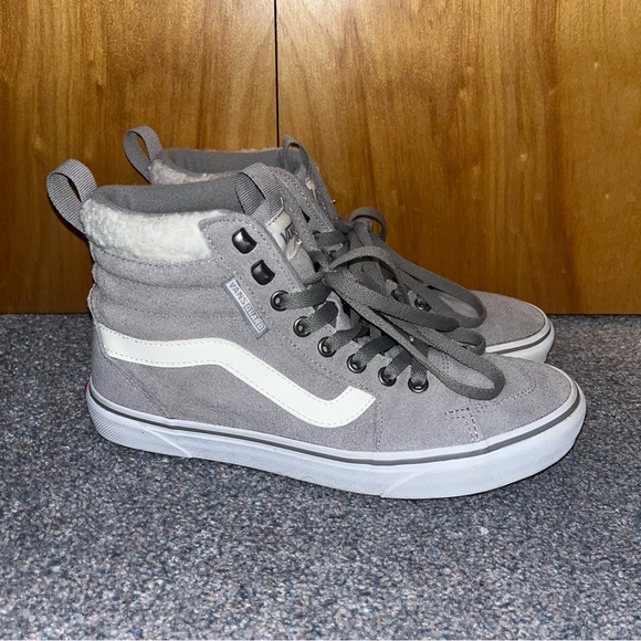 Vans Shoes - Vans Gray and White Fur-Lined High Top Sneaker. Size 8. EUC